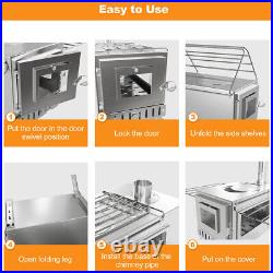 Portable Tent Stove Camping Wood Burning Stove Backyard Stove with 7 Chimney Pipes Portable Tent Stove Camping Wood Burning Stove Backyard Stove with 7 Chimney Pipes
