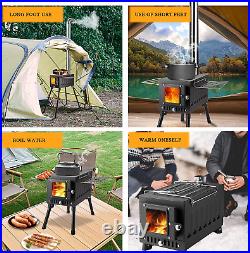 Portable Titanium Camping Wood Stove with Upgraded Dual Interior Wall Post Combu