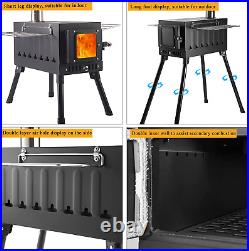 Portable Titanium Camping Wood Stove with Upgraded Dual Interior Wall Post Combu