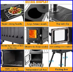 Portable Titanium Camping Wood Stove with Upgraded Dual Interior Wall Post Combu