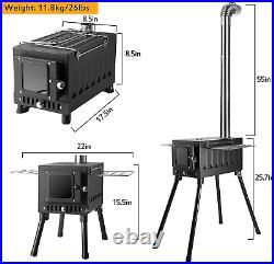 Portable Titanium Camping Wood Stove with Upgraded Dual Interior Wall Post Combu