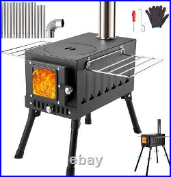 Portable Titanium Camping Wood Stove with Upgraded Dual Interior Wall Post Combu