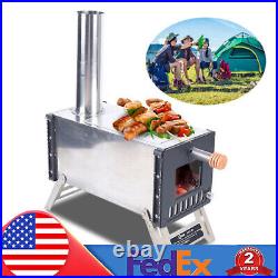 Portable Winter Hot Tent Camping Wood Stove Bushcraft Firewood Stove withChimney