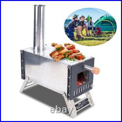 Portable Winter Hot Tent Camping Wood Stove Bushcraft Firewood Stove withChimney