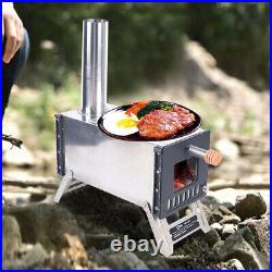 Portable Winter Hot Tent Camping Wood Stove Bushcraft Firewood Stove withChimney