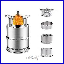 Portable Wood Burning Cooking Stove Collapsible Stainless Steel Alcohol Outdoor