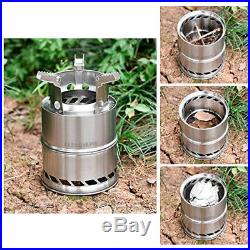 Portable Wood Burning Cooking Stove Collapsible Stainless Steel Alcohol Outdoor