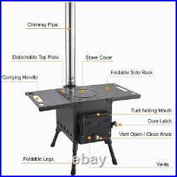 Portable Wood Burning Stove Camp Tent Stove With Chimney Tent Shelter Cooking