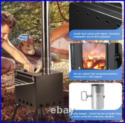 Portable Wood Burning Stove Camping Hot Tent BBQ for Outdoor with Chimney Pipes
