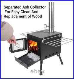 Portable Wood Burning Stove Camping Hot Tent BBQ for Outdoor with Chimney Pipes