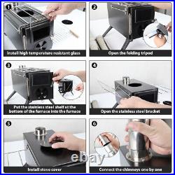 Portable Wood Burning Stove Camping Hot Tent BBQ for Outdoor with Chimney Pipes Portable Wood Burning Stove Camping Hot Tent BBQ for Outdoor with Chimney Pipes