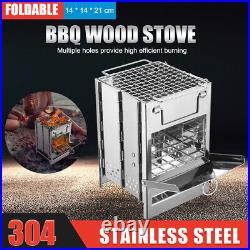 Portable Wood Burning Stove Camping Wood Stove Barbecue Grill For Outdoor BBQ