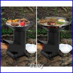 Portable Wood Burning Stove Charcoal Grill in Black With 14.5 in. Cooking Grate Portable Wood Burning Stove Charcoal Grill in Black With 14.5 in. Cooking Grate