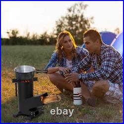 Portable Wood Burning Stove Charcoal Grill in Black With 14.5 in. Cooking Grate Portable Wood Burning Stove Charcoal Grill in Black With 14.5 in. Cooking Grate