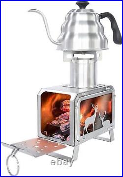 Portable Wood Burning Stove Outdoor Camping Backpacking Cooking Stainless Steel Portable Wood Burning Stove Outdoor Camping Backpacking Cooking Stainless Steel