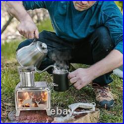 Portable Wood Burning Stove Outdoor Camping Backpacking Cooking Stainless Steel Portable Wood Burning Stove Outdoor Camping Backpacking Cooking Stainless Steel