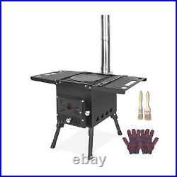 Portable Wood Burning Stove Outdoor Camping Stove Hot Tent Stove with Chimney