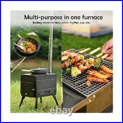 Portable Wood Burning Stove Outdoor Camping Stove Hot Tent Stove with Chimney