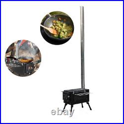 Portable Wood Burning Stove Outdoor Hiking Camping Tent Stove with 5 Chimney Pipes