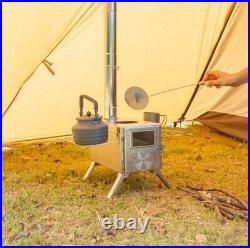 Portable Wood Burning Stove Tent Outdoor Heating Cooking Chimney Hiking Camping