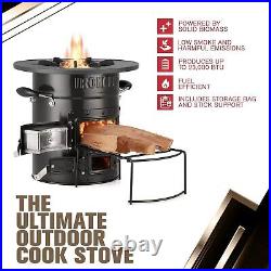 Portable Wood Burning Stove with Canvas Storage Bag and Fuel Support System