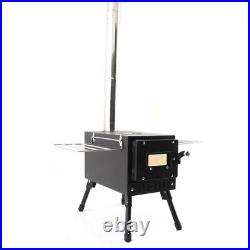 Portable Wood Burning Stove with Chimney Pipe Heater for Camping Cookout Tent US