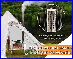 Portable Wood Burning Stove with Chimney Pipe Winter Camping, Hunting, Cooking