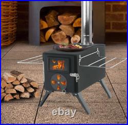 Portable Wood Burning Stove with Chimney Pipe for Tent, Shelter, Camping
