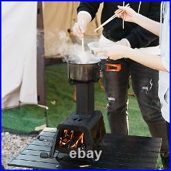 Portable Wood Burning Stove with Fire Window Sturdy Camping Stove with 5 Secti Portable Wood Burning Stove with Fire Window Sturdy Camping Stove with 5 Secti
