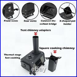Portable Wood Burning Stove with Fire Window Sturdy Camping Stove with 5 Secti Portable Wood Burning Stove with Fire Window Sturdy Camping Stove with 5 Secti
