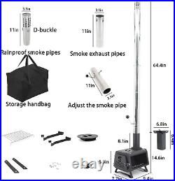 Portable Wood Burning Stove with Fire Window Sturdy Camping Stove with 5 Secti Portable Wood Burning Stove with Fire Window Sturdy Camping Stove with 5 Secti