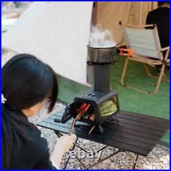 Portable Wood Burning Stove with Fire Window Sturdy Camping Stove with 5 Secti Portable Wood Burning Stove with Fire Window Sturdy Camping Stove with 5 Secti