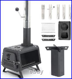 Portable Wood Burning Stove with Fire Window Sturdy Camping Stove with 5 Secti Portable Wood Burning Stove with Fire Window Sturdy Camping Stove with 5 Secti