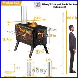 Portable Wood Burning Tent Stove with Detachable Chimney for Outdoor Adventures