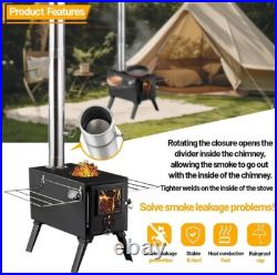 Portable Wood Burning Tent Stove with Detachable Chimney for Outdoor Adventures