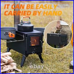 Portable Wood Burning Tent Stove with Detachable Chimney for Outdoor Adventures