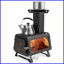 Portable Wood Camping Burning Stove Heater with 2 Cooking Positions Portable Wood Camping Burning Stove Heater with 2 Cooking Positions