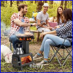 Portable Wood Camping Burning Stove Heater with 2 Cooking Positions Portable Wood Camping Burning Stove Heater with 2 Cooking Positions