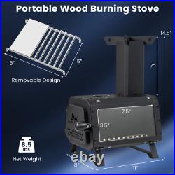 Portable Wood Camping Burning Stove Heater with 2 Cooking Positions Portable Wood Camping Burning Stove Heater with 2 Cooking Positions