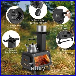 Portable Wood Camping Burning Stove Heater with 2 Cooking Positions Portable Wood Camping Burning Stove Heater with 2 Cooking Positions