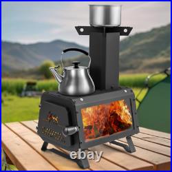 Portable Wood Camping Burning Stove Heater with 2 Cooking Positions Portable Wood Camping Burning Stove Heater with 2 Cooking Positions