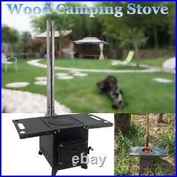 Portable Wood Camping Stove Tent Burning Stove for Outdoor Cooking with 3 Pipes