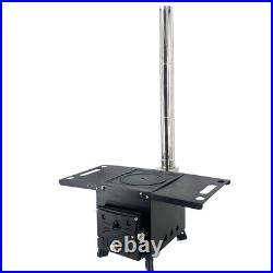 Portable Wood Camping Stove Tent Burning Stove for Outdoor Cooking with 3 Pipes