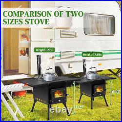 Portable Wood Stove Black Iron Panel with Chimney Camping Stove