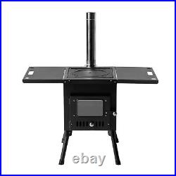 Portable Wood Stove Black Iron Panel with Chimney Camping Stove