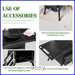 Portable Wood Stove Black Iron Panel with Chimney Camping Stove