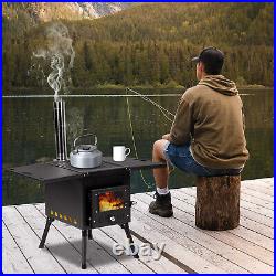 Portable Wood Stove Black Iron Panel with Chimney Camping Stove Portable Wood Stove Black Iron Panel with Chimney Camping Stove