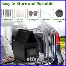 Portable Wood Stove Black Iron Panel with Chimney Camping Stove