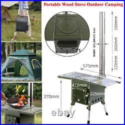 Portable Wood Stove Outdoor Camping Picnic Cook BBQ Heating Wood Burning Stove