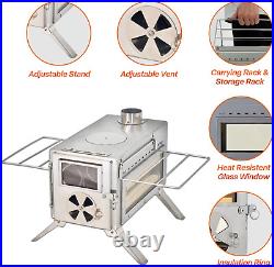 Portable Wood Stove with View Glass Camping Wood Stove for Shelter, Hunting, O Portable Wood Stove with View Glass Camping Wood Stove for Shelter, Hunting, O